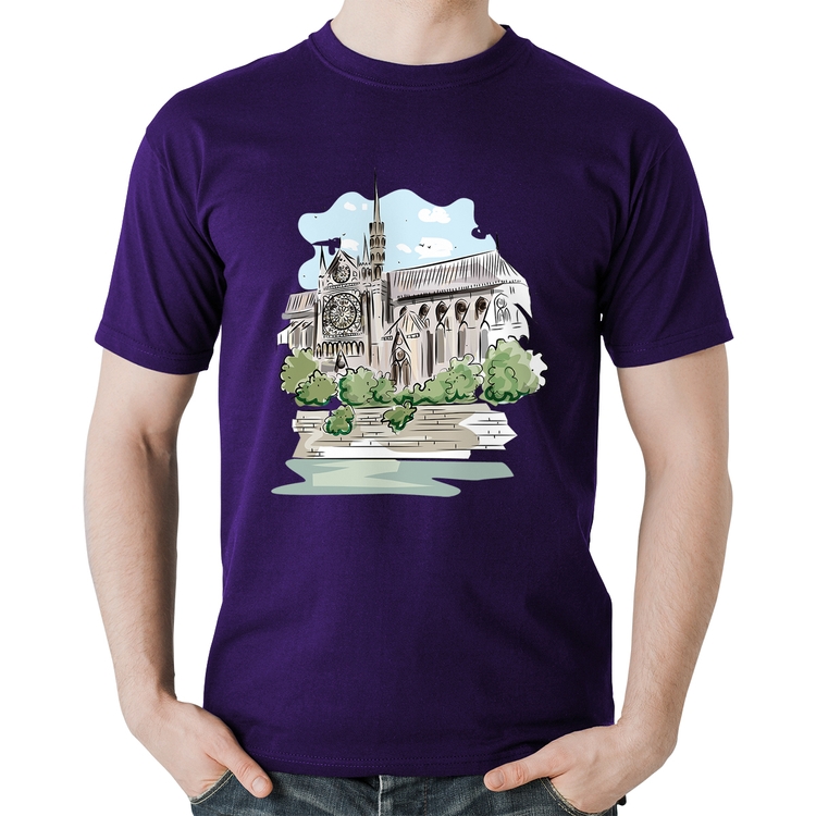 Camiseta Algodão Catedral de Notre-Dame de Paris - Roxa