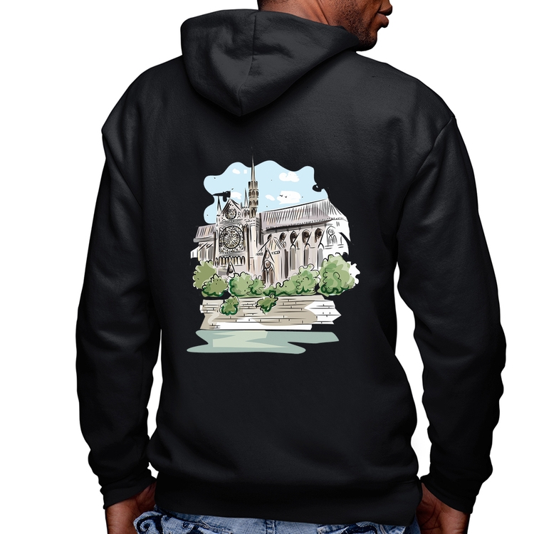 Blusa Moletom Catedral de Notre-Dame de Paris Masculina com Capuz e Zíper