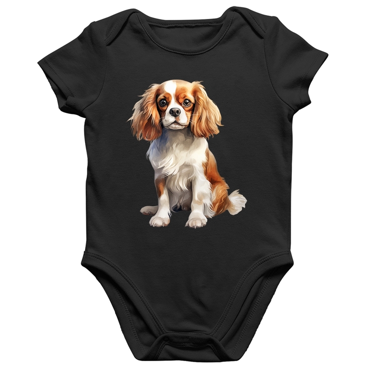 Body Bebê Algodão Cachorro Cavalier King Charles Spaniel Blenheim