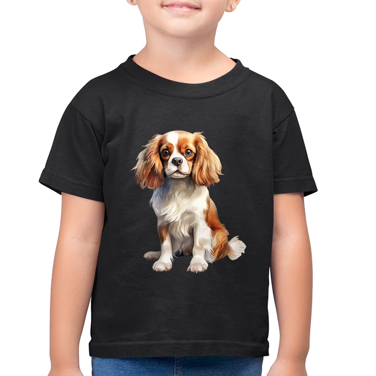 Camiseta Algodão Infantil Cachorro Cavalier King Charles Spaniel Blenheim
