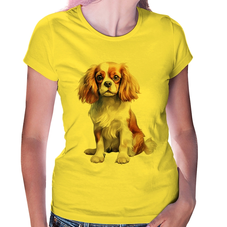 Baby Look Cachorro Cavalier King Charles Spaniel Blenheim - Amarela