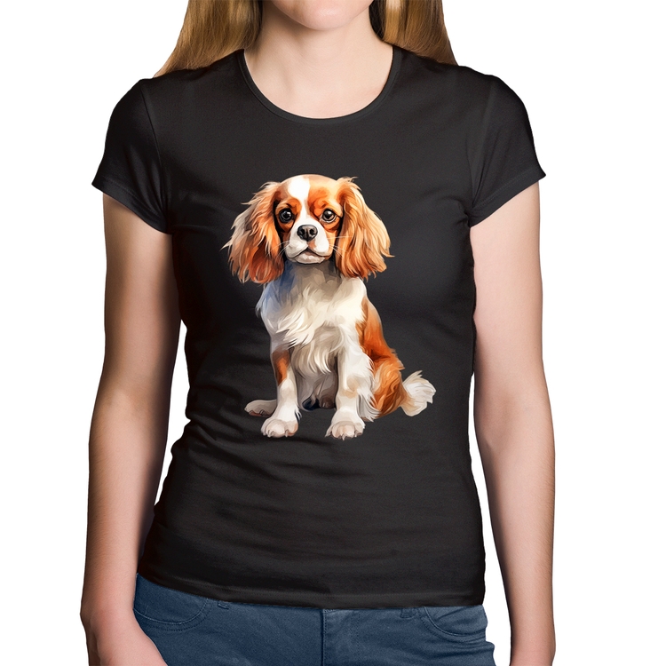 Baby Look Algodão Cachorro Cavalier King Charles Spaniel Blenheim