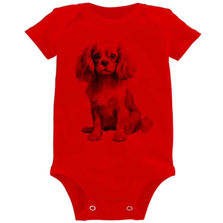 Body Bebê Cachorro Cavalier King Charles Spaniel Blenheim - Vermelho