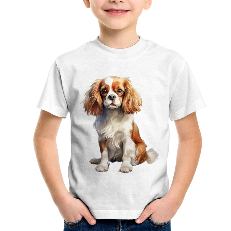 Camiseta Infantil Cachorro Cavalier King Charles Spaniel Blenheim