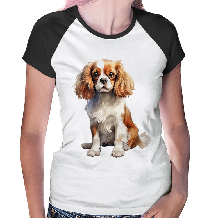 Baby Look Raglan Cachorro Cavalier King Charles Spaniel Blenheim