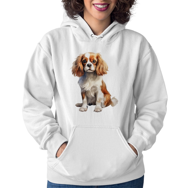 Moletom Feminino Cachorro Cavalier King Charles Spaniel Blenheim - Branco