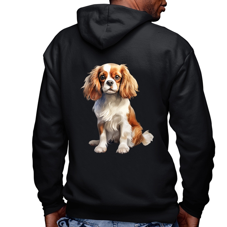 Blusa Moletom Cachorro Cavalier King Charles Spaniel Blenheim Masculina com Capuz e Zíper