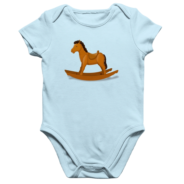 Body Bebê Algodão Cavalinho De Pau - Azul Bebê