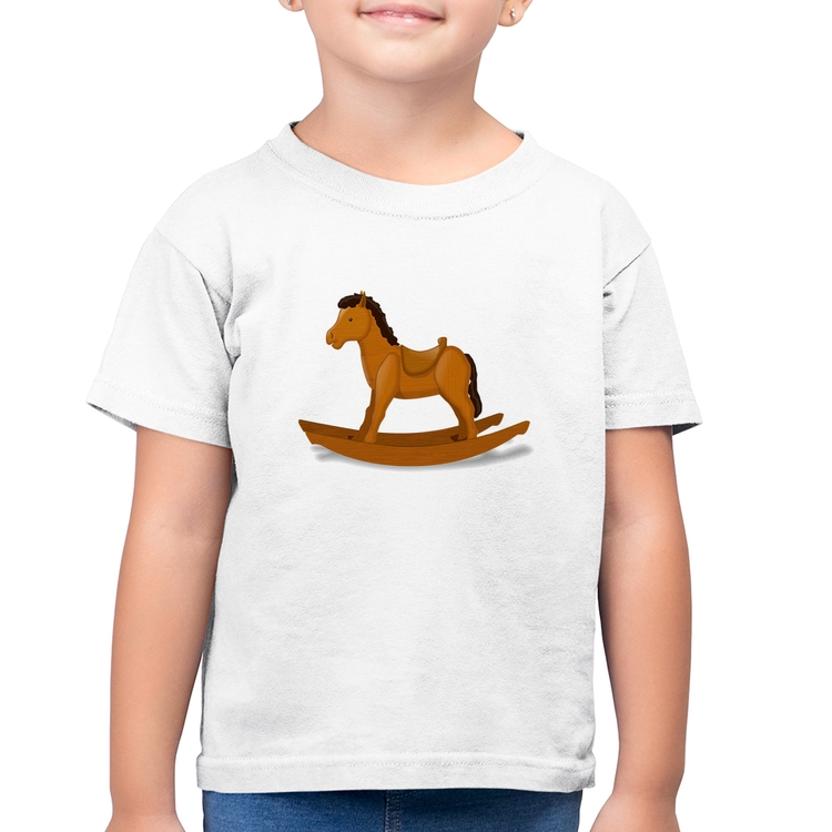 Camiseta Algodão Infantil Cavalinho De Pau - Branca