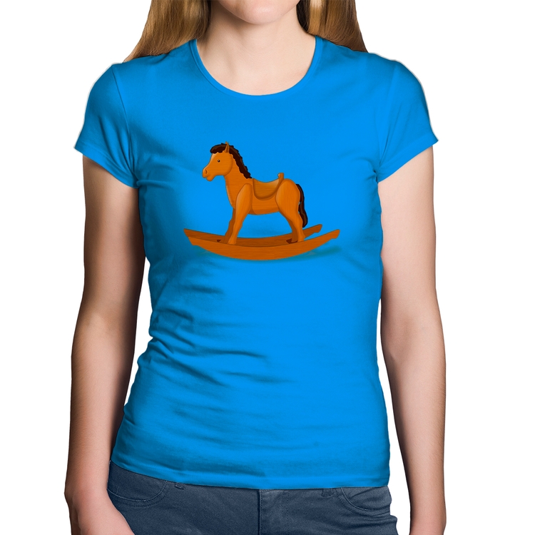 Baby Look Algodão Cavalinho De Pau - Azul