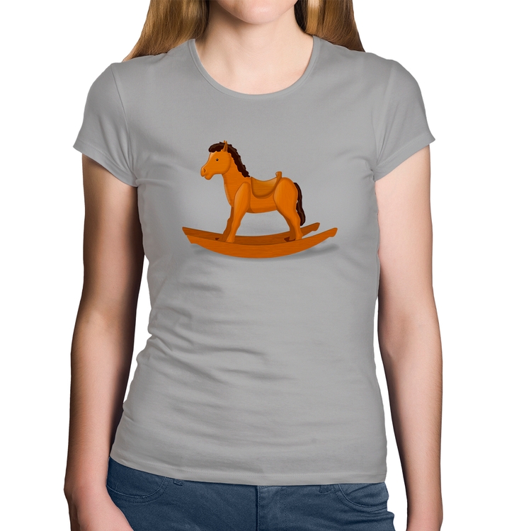 Baby Look Algodão Cavalinho De Pau - Cinza