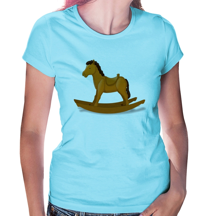 Baby Look Cavalinho De Pau - Azul Bebê