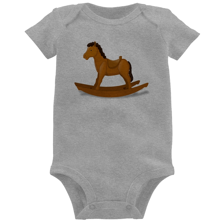 Body Bebê Cavalinho De Pau - Cinza