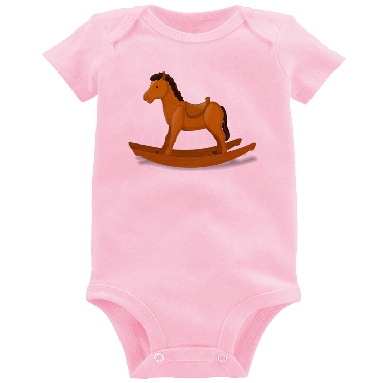 Body Bebê Cavalinho De Pau - Rosa Bebê