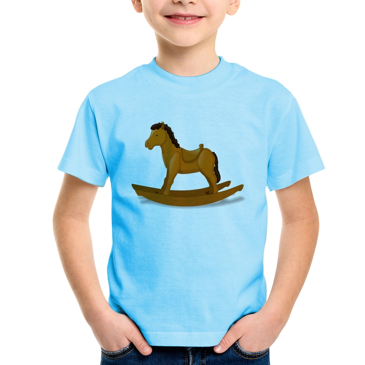 Camiseta Infantil Cavalinho De Pau - Azul Bebê