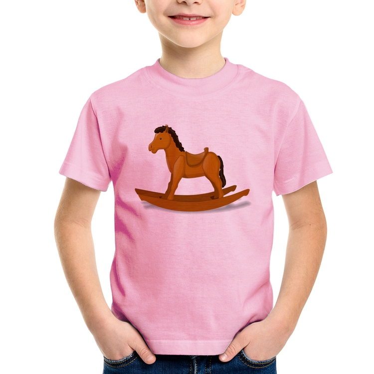 Camiseta Infantil Cavalinho De Pau - Rosa Bebê