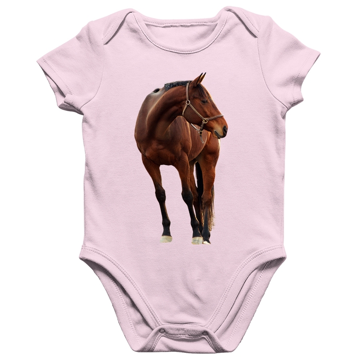 Body Bebê Algodão Cavalo Andaluz - Rosa Bebê