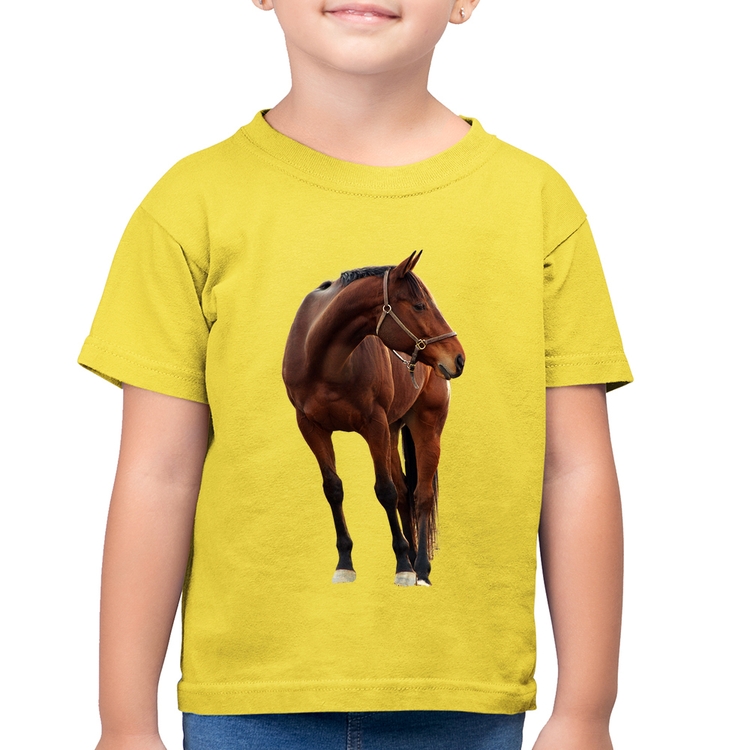 Camiseta Algodão Infantil Cavalo Andaluz - Amarelo Canário