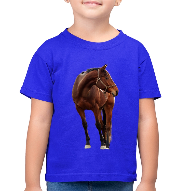 Camiseta Algodão Infantil Cavalo Andaluz - Azul Royal
