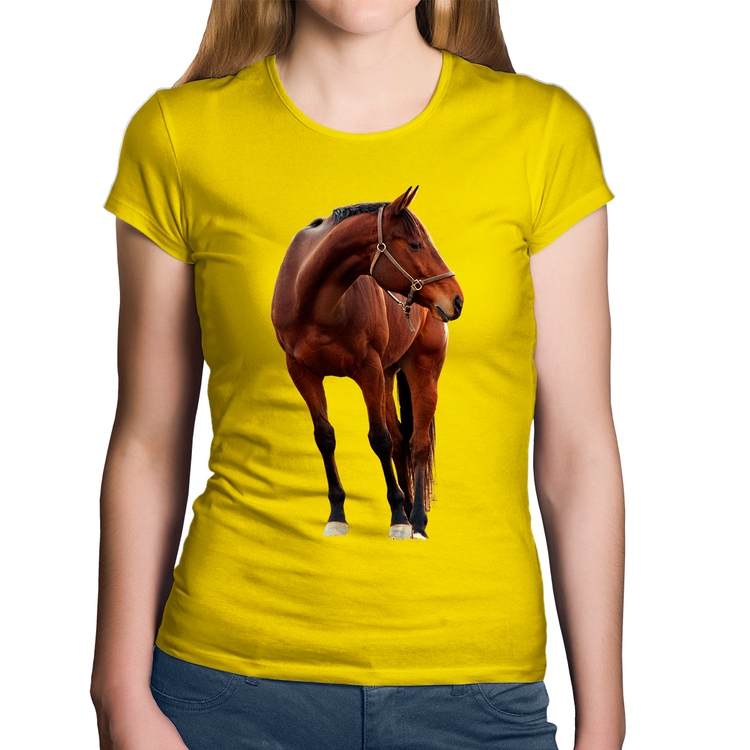 Baby Look Algodão Cavalo Andaluz - Amarela