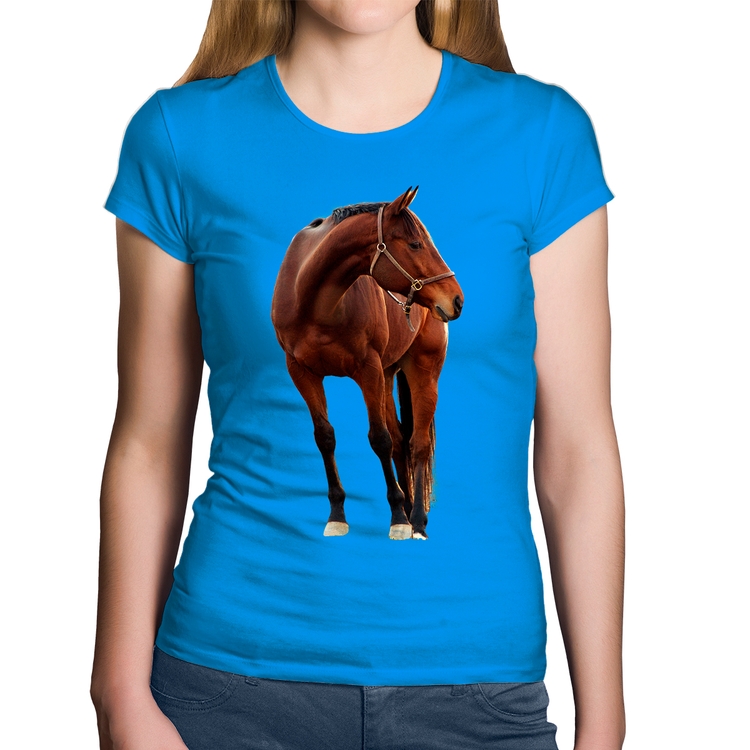 Baby Look Algodão Cavalo Andaluz - Azul