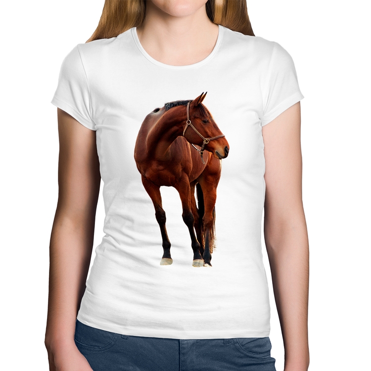 Baby Look Algodão Cavalo Andaluz - Branca