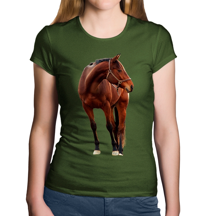 Baby Look Algodão Cavalo Andaluz - Musgo