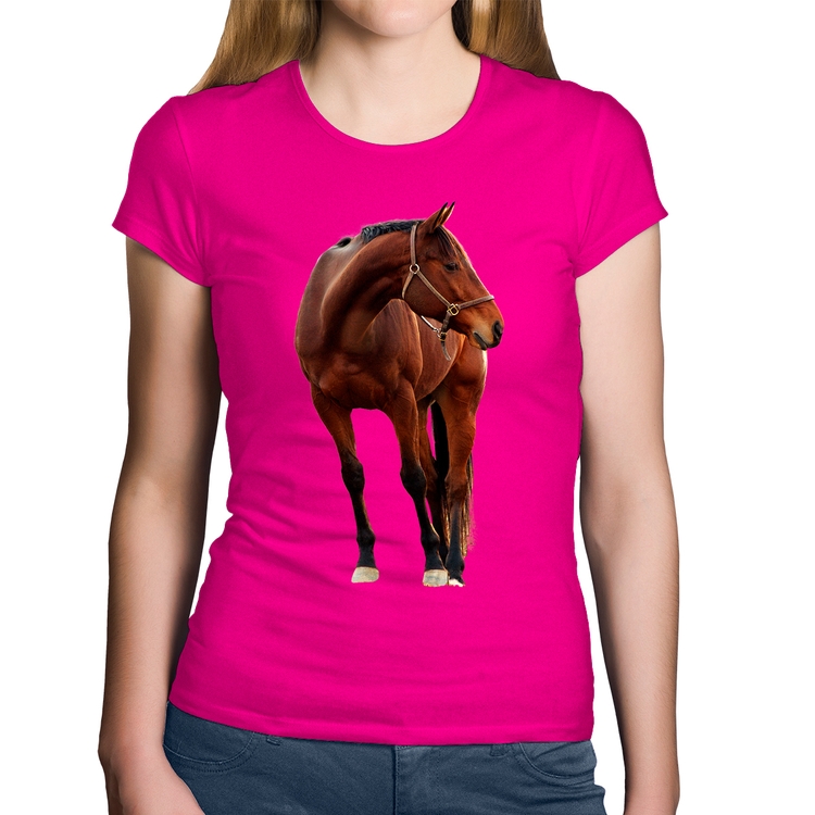 Baby Look Algodão Cavalo Andaluz - Rosa