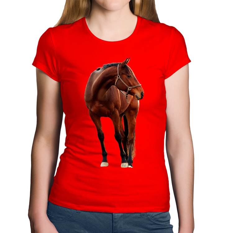 Baby Look Algodão Cavalo Andaluz - Vermelha