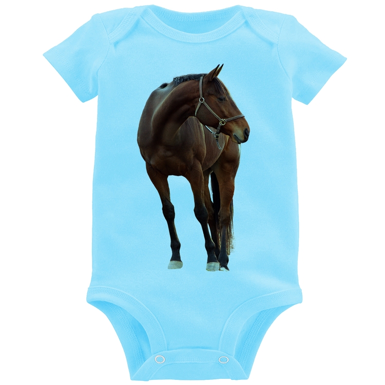Body Bebê Cavalo Andaluz - Azul Bebê