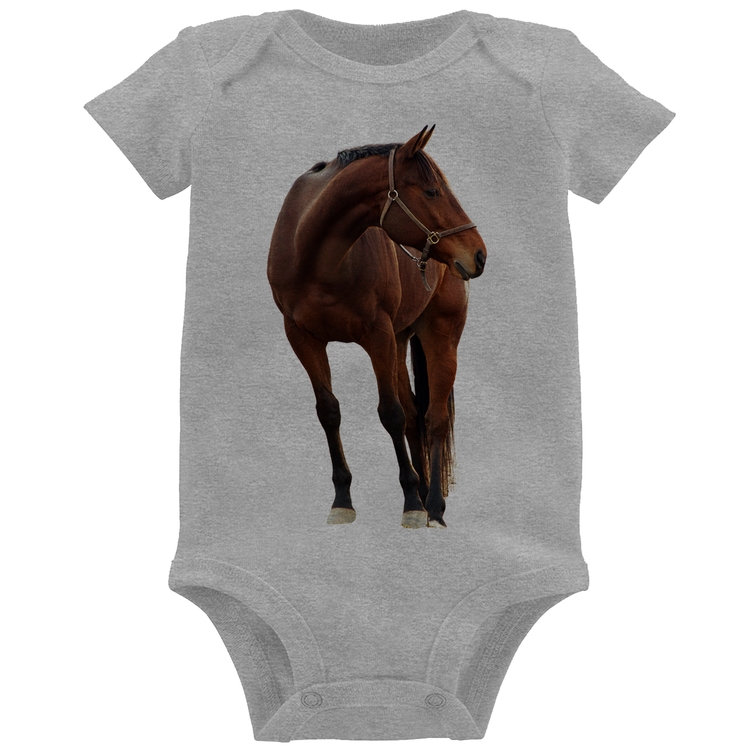 Body Bebê Cavalo Andaluz - Cinza