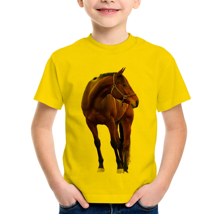 Camiseta Infantil Cavalo Andaluz - Amarela