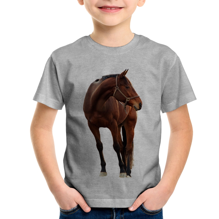 Camiseta Infantil Cavalo Andaluz - Cinza