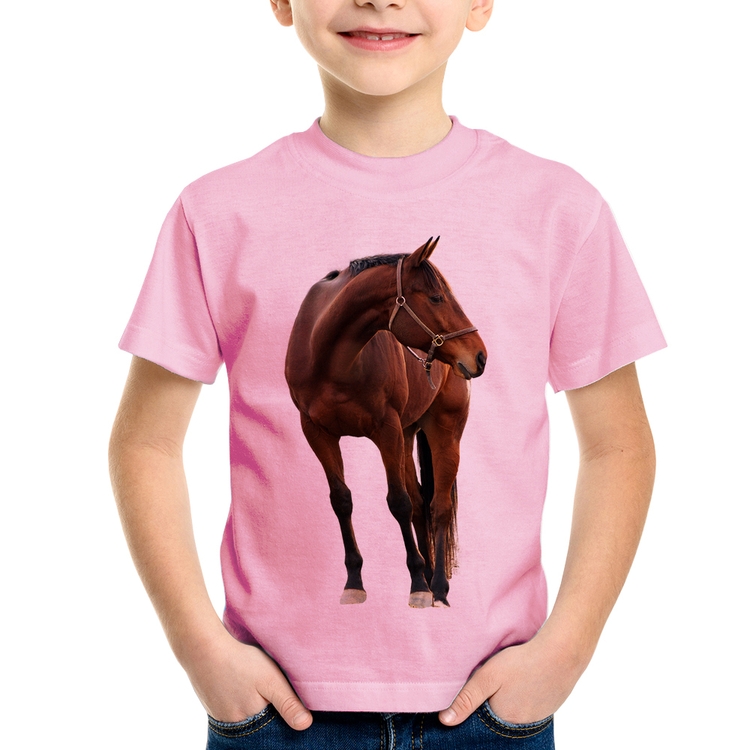 Camiseta Infantil Cavalo Andaluz - Rosa Bebê