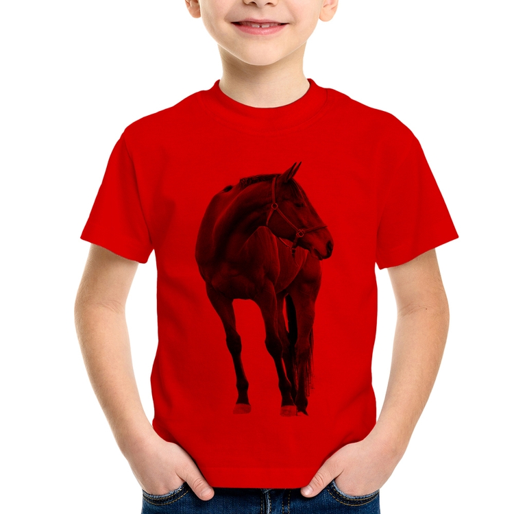Camiseta Infantil Cavalo Andaluz - Vermelha
