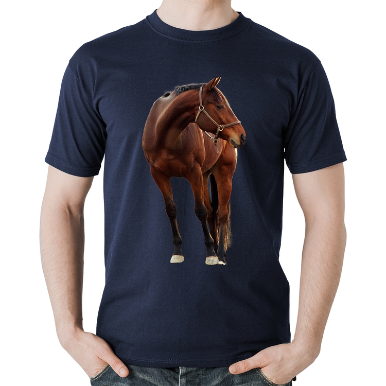 Camiseta Algodão Cavalo Andaluz - Marinho