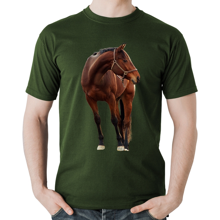 Camiseta Algodão Cavalo Andaluz - Musgo