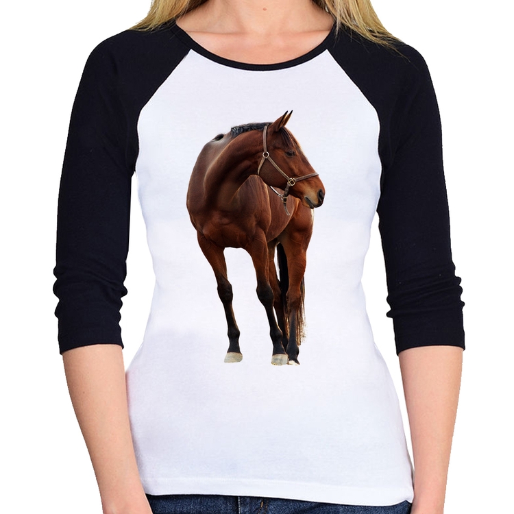Baby Look Raglan Cavalo Andaluz Manga 3/4