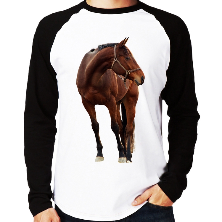 Camiseta Raglan Cavalo Andaluz Manga Longa