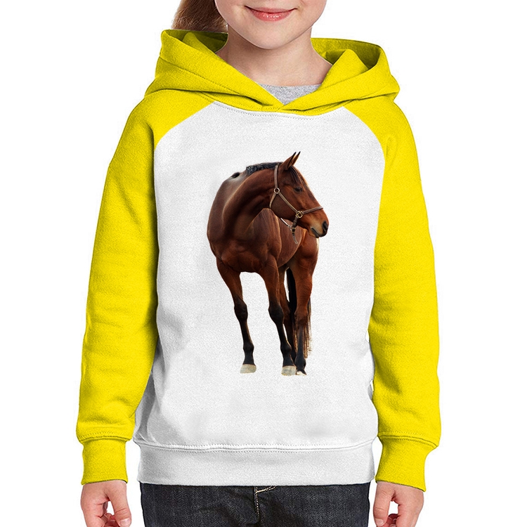 Moletom Infantil Cavalo Andaluz - Branco/Amarelo