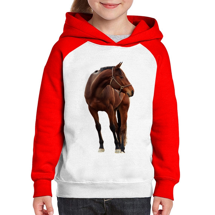 Moletom Infantil Cavalo Andaluz - Branco/Vermelho