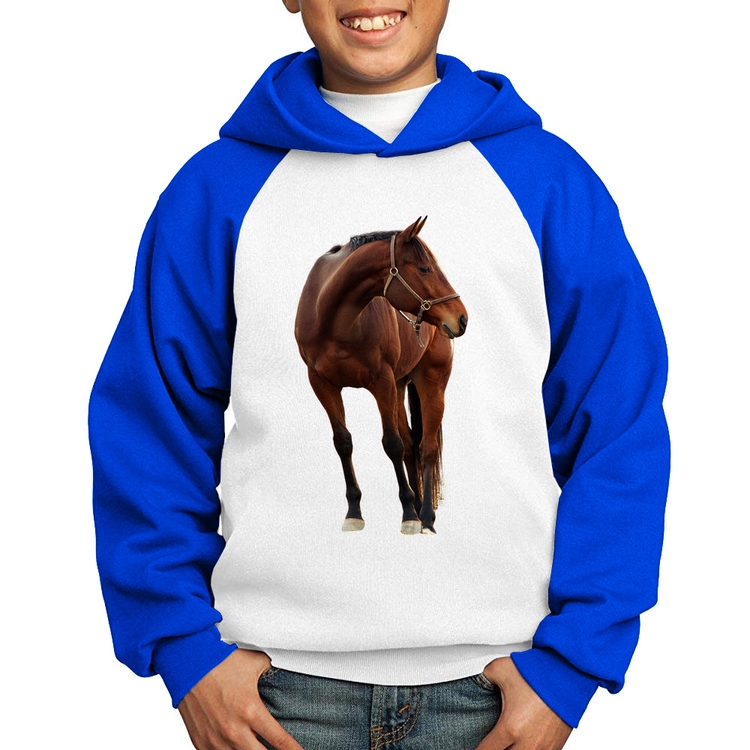 Moletom Infantil Cavalo Andaluz - Branco/Azul