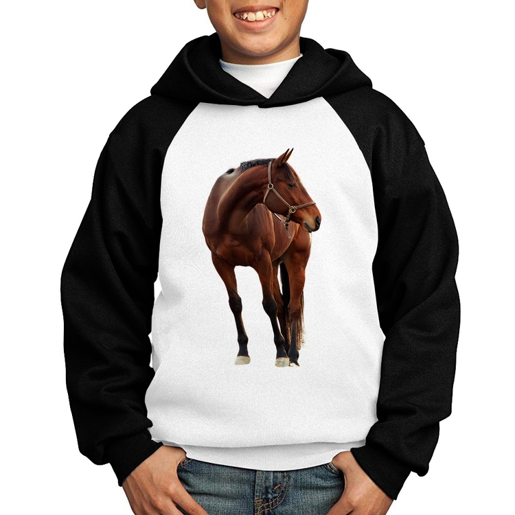 Moletom Infantil Cavalo Andaluz - Branco/Preto