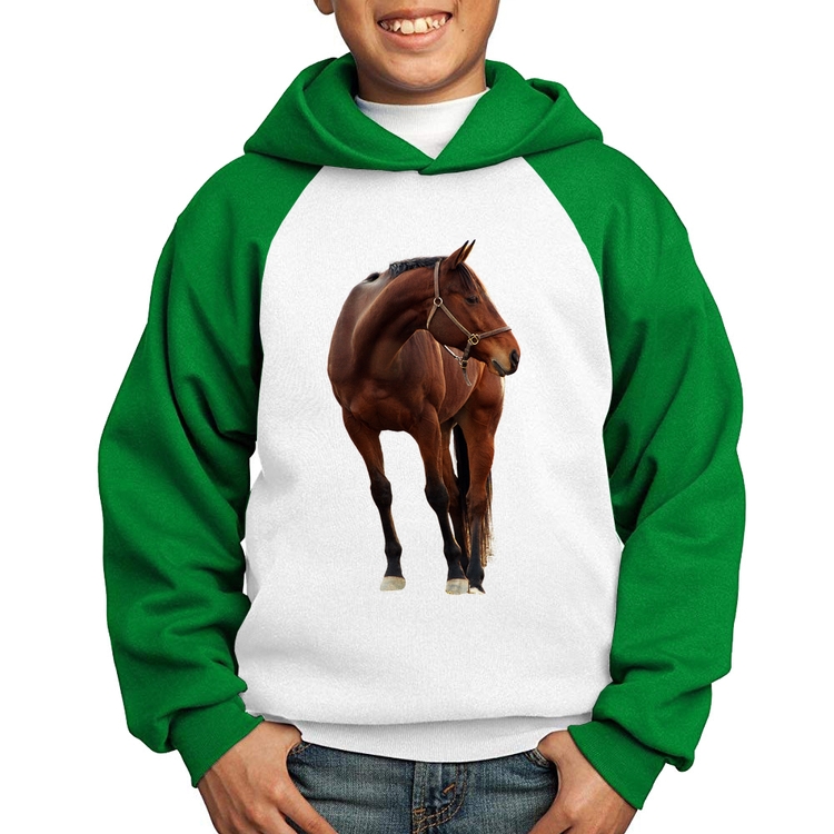 Moletom Infantil Cavalo Andaluz - Branco/Verde