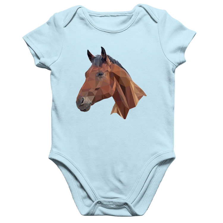 Body Bebê Algodão Cavalo Arte Mosaico - Azul Bebê