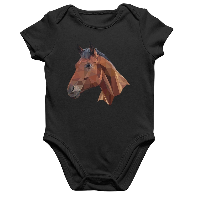 Body Bebê Algodão Cavalo Arte Mosaico