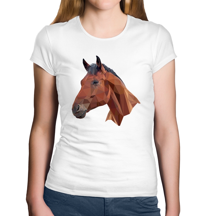 Baby Look Algodão Cavalo Arte Mosaico - Branca