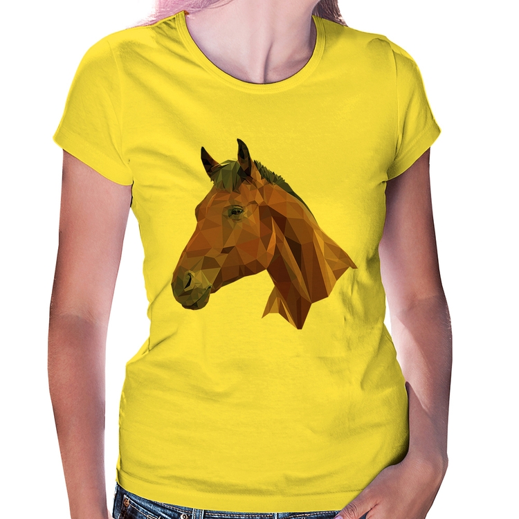 Baby Look Cavalo Arte Mosaico - Amarela