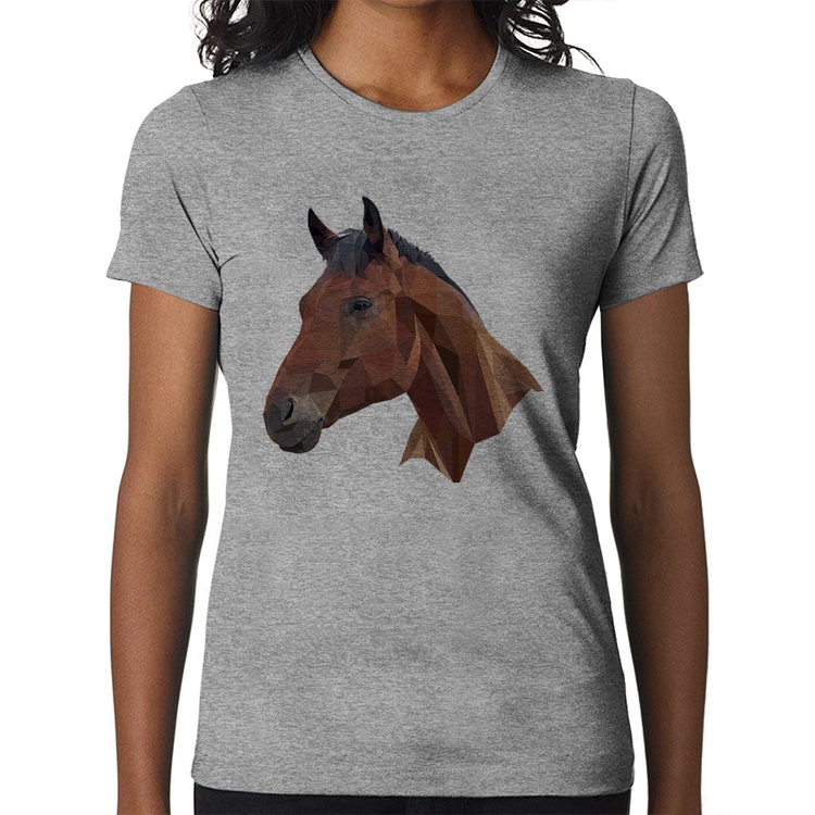 Baby Look Cavalo Arte Mosaico - Cinza