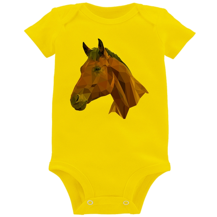 Body Bebê Cavalo Arte Mosaico - Amarelo